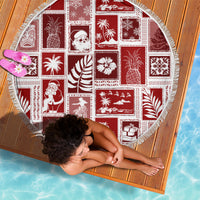 Hawaii Christmas Retro Patchwork Beach Blanket Red LT7 - Polynesian Pride