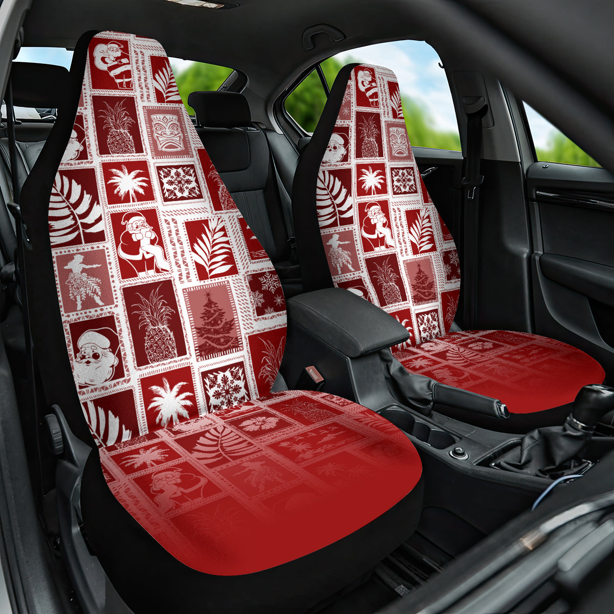 Hawaii Christmas Retro Patchwork Car Seat Cover Red LT7 One Size Red - Polynesian Pride