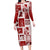 Hawaii Christmas Retro Patchwork Family Matching Long Sleeve Bodycon Dress and Hawaiian Shirt Red LT7 Mom's Dress Red - Polynesian Pride