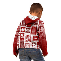 Hawaii Christmas Retro Patchwork Kid Hoodie Red LT7 - Polynesian Pride