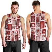 Hawaii Christmas Retro Patchwork Men Tank Top Red LT7 - Polynesian Pride