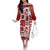 Hawaii Christmas Retro Patchwork Off The Shoulder Long Sleeve Dress Red LT7 Women Red - Polynesian Pride