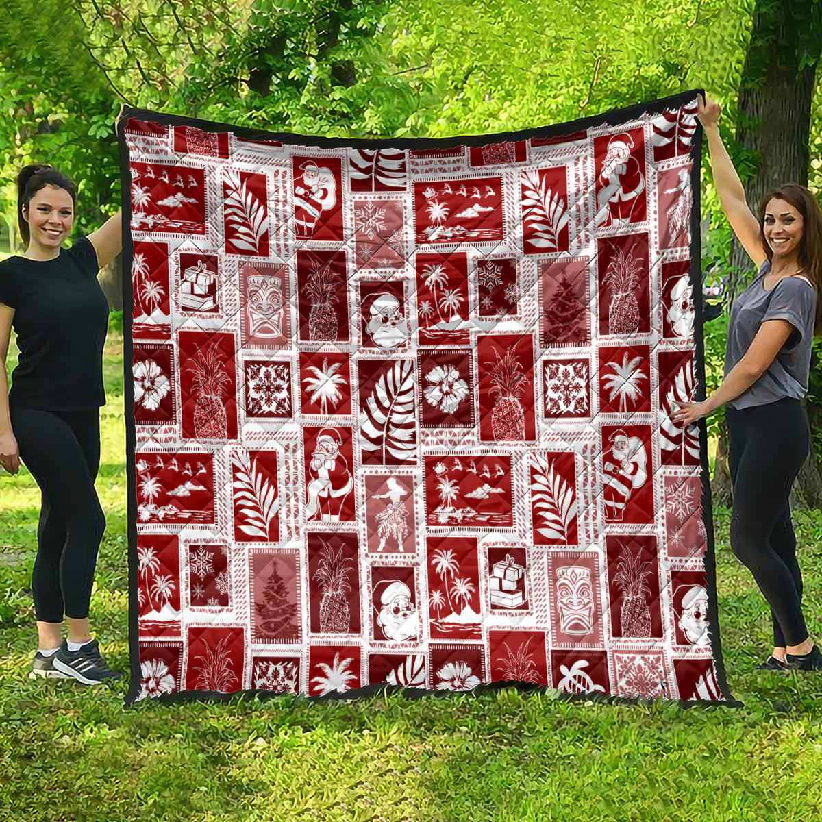 Hawaii Christmas Retro Patchwork Quilt Red LT7 - Polynesian Pride