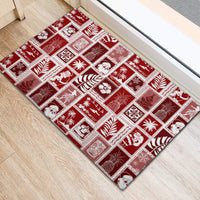 Hawaii Christmas Retro Patchwork Rubber Doormat Red LT7 - Polynesian Pride