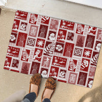 Hawaii Christmas Retro Patchwork Rubber Doormat Red LT7 - Polynesian Pride