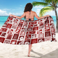 Hawaii Christmas Retro Patchwork Sarong Red LT7 - Polynesian Pride