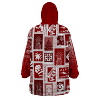 Hawaii Christmas Retro Patchwork Wearable Blanket Hoodie Red LT7 - Polynesian Pride