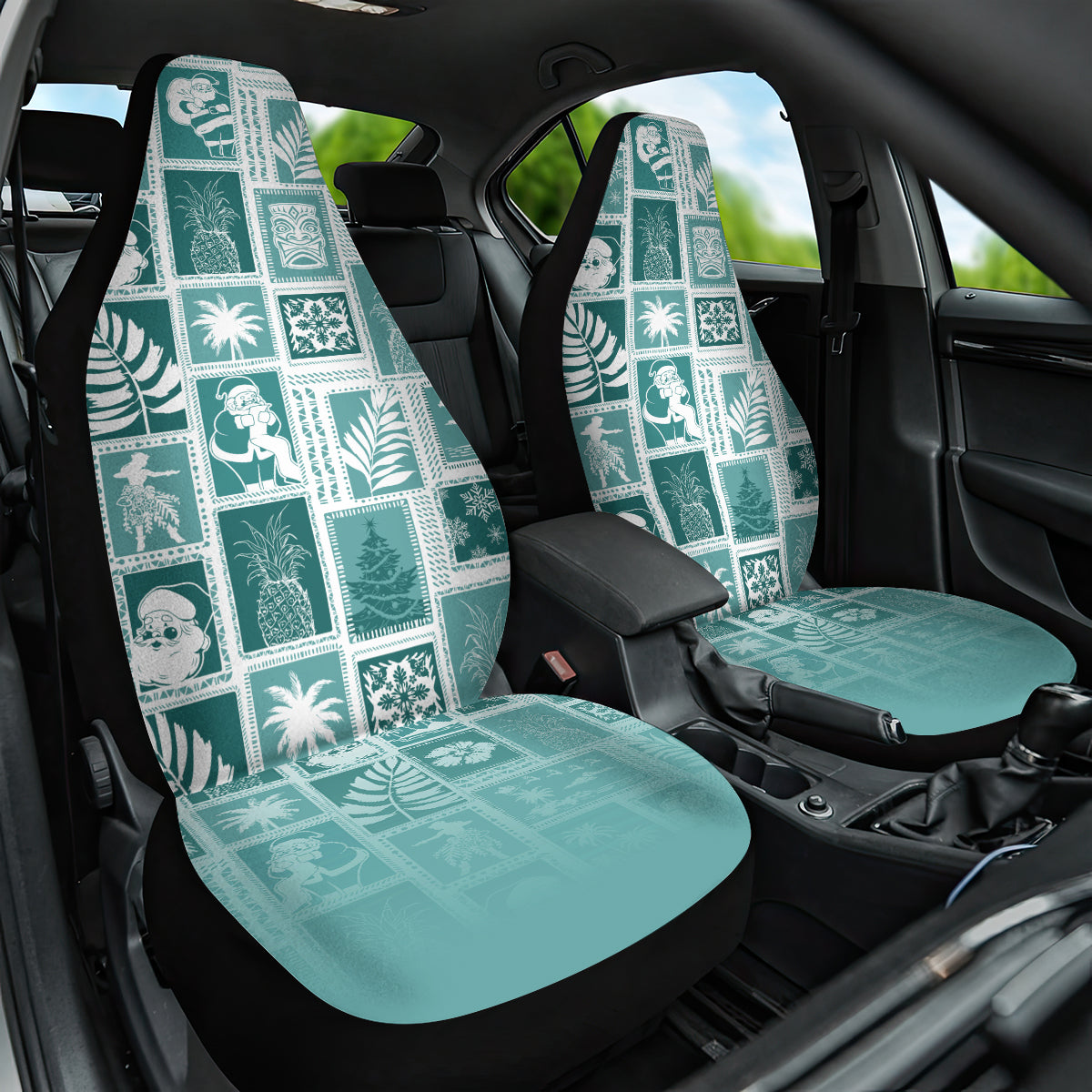 Hawaii Christmas Retro Patchwork Car Seat Cover Teal LT7 One Size Teal - Polynesian Pride