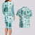 Hawaii Christmas Retro Patchwork Couples Matching Long Sleeve Bodycon Dress and Hawaiian Shirt Teal LT7 - Polynesian Pride