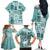 Hawaii Christmas Retro Patchwork Family Matching Off Shoulder Long Sleeve Dress and Hawaiian Shirt Teal LT7 - Polynesian Pride