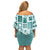 Hawaii Christmas Retro Patchwork Family Matching Off Shoulder Short Dress and Hawaiian Shirt Teal LT7 - Polynesian Pride