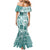 Hawaii Christmas Retro Patchwork Mermaid Dress Teal LT7 - Polynesian Pride