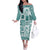 Hawaii Christmas Retro Patchwork Off The Shoulder Long Sleeve Dress Teal LT7 Women Teal - Polynesian Pride