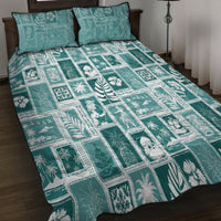 Hawaii Christmas Retro Patchwork Quilt Bed Set Teal LT7 - Polynesian Pride