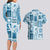 Hawaii Christmas Retro Patchwork Couples Matching Long Sleeve Bodycon Dress and Hawaiian Shirt Aquamarine LT7 - Polynesian Pride