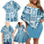 Hawaii Christmas Retro Patchwork Family Matching Off Shoulder Short Dress and Hawaiian Shirt Aquamarine LT7 - Polynesian Pride