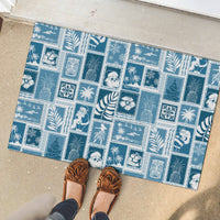 Hawaii Christmas Retro Patchwork Rubber Doormat Aquamarine LT7 - Polynesian Pride
