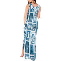 Hawaii Christmas Retro Patchwork Tank Maxi Dress Aquamarine LT7 - Polynesian Pride