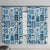 Hawaii Christmas Retro Patchwork Window Curtain Aquamarine LT7 With Hooks Aquamarine - Polynesian Pride