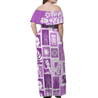 Hawaii Christmas Retro Patchwork Off Shoulder Maxi Dress Violet LT7 - Polynesian Pride