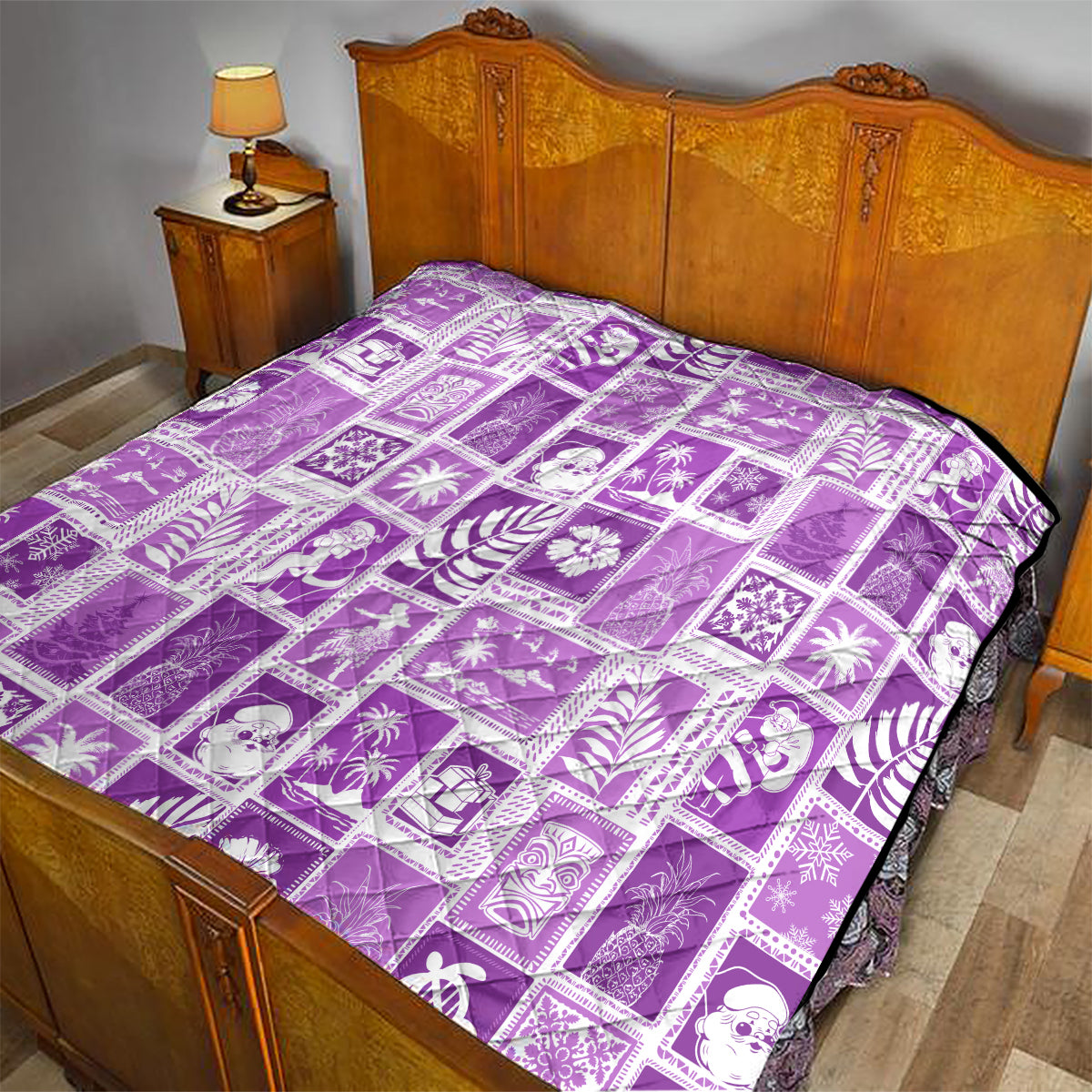 Hawaii Christmas Retro Patchwork Quilt Violet LT7 - Polynesian Pride