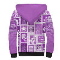 Hawaii Christmas Retro Patchwork Sherpa Hoodie Violet LT7 - Polynesian Pride