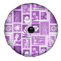Hawaii Christmas Retro Patchwork Spare Tire Cover Violet LT7 - Polynesian Pride