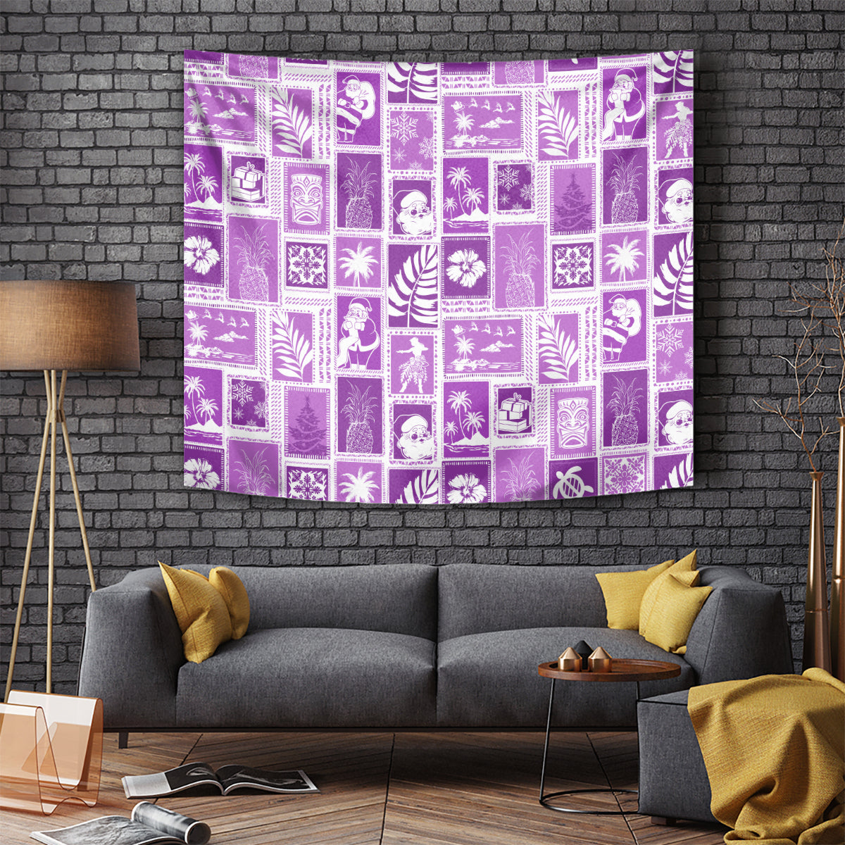 Hawaii Christmas Retro Patchwork Tapestry Violet LT7 Violet - Polynesian Pride