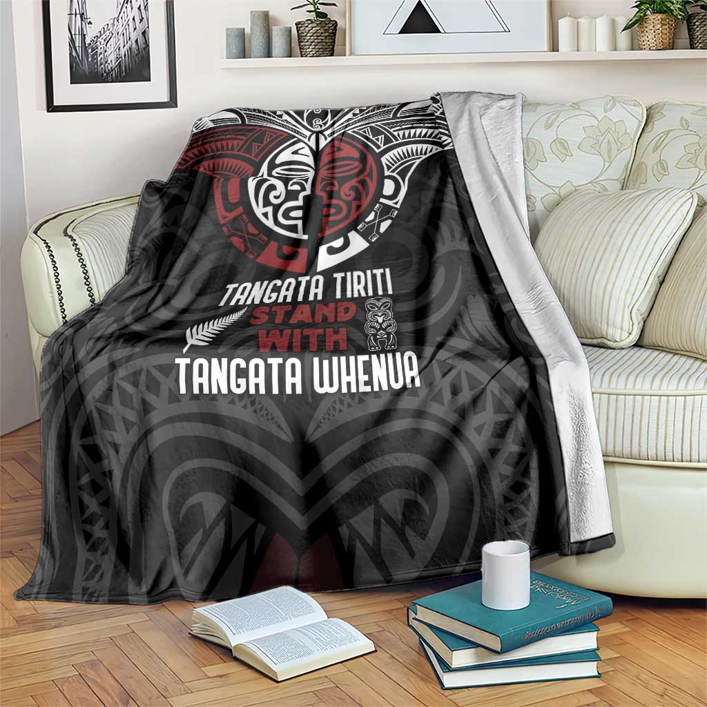 Maori Hongi Toitu Te Tiriti Blanket Tangata Tiriti Stand With Tangata Whenua LT7 Black - Polynesian Pride