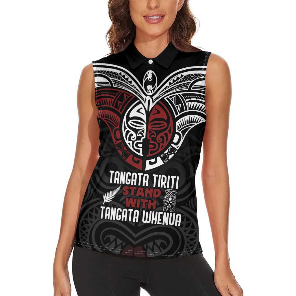 Maori Hongi Toitu Te Tiriti Women Sleeveless Polo Shirt Tangata Tiriti Stand With Tangata Whenua