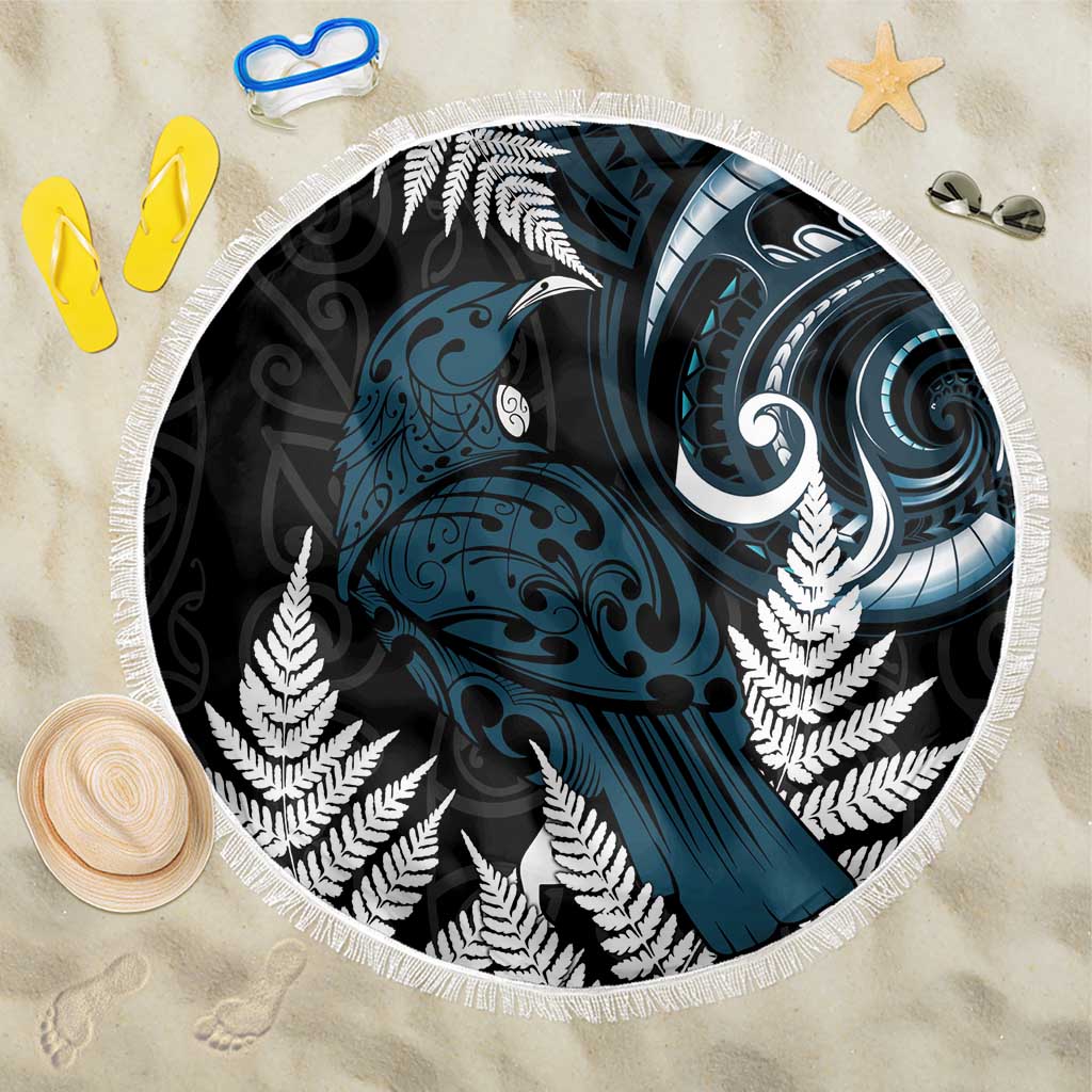 New Zealand Tui Bird Beach Blanket Maori Kowhaiwhai LT7 One Size 150cm Teal - Polynesian Pride