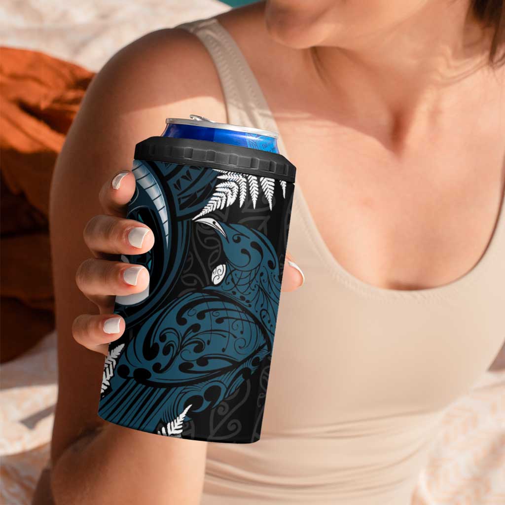 New Zealand Tui Bird 4 in 1 Can Cooler Tumbler Maori Kowhaiwhai