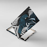 New Zealand Tui Bird Canvas Wall Art Maori Kowhaiwhai LT7 With Frame Teal - Polynesian Pride