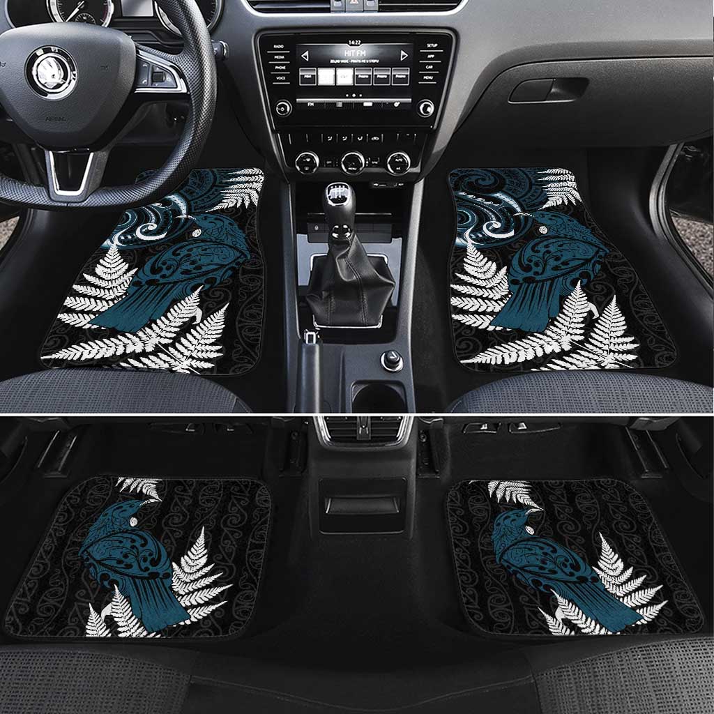 New Zealand Tui Bird Car Mats Maori Kowhaiwhai LT7 Set 4pcs Teal - Polynesian Pride