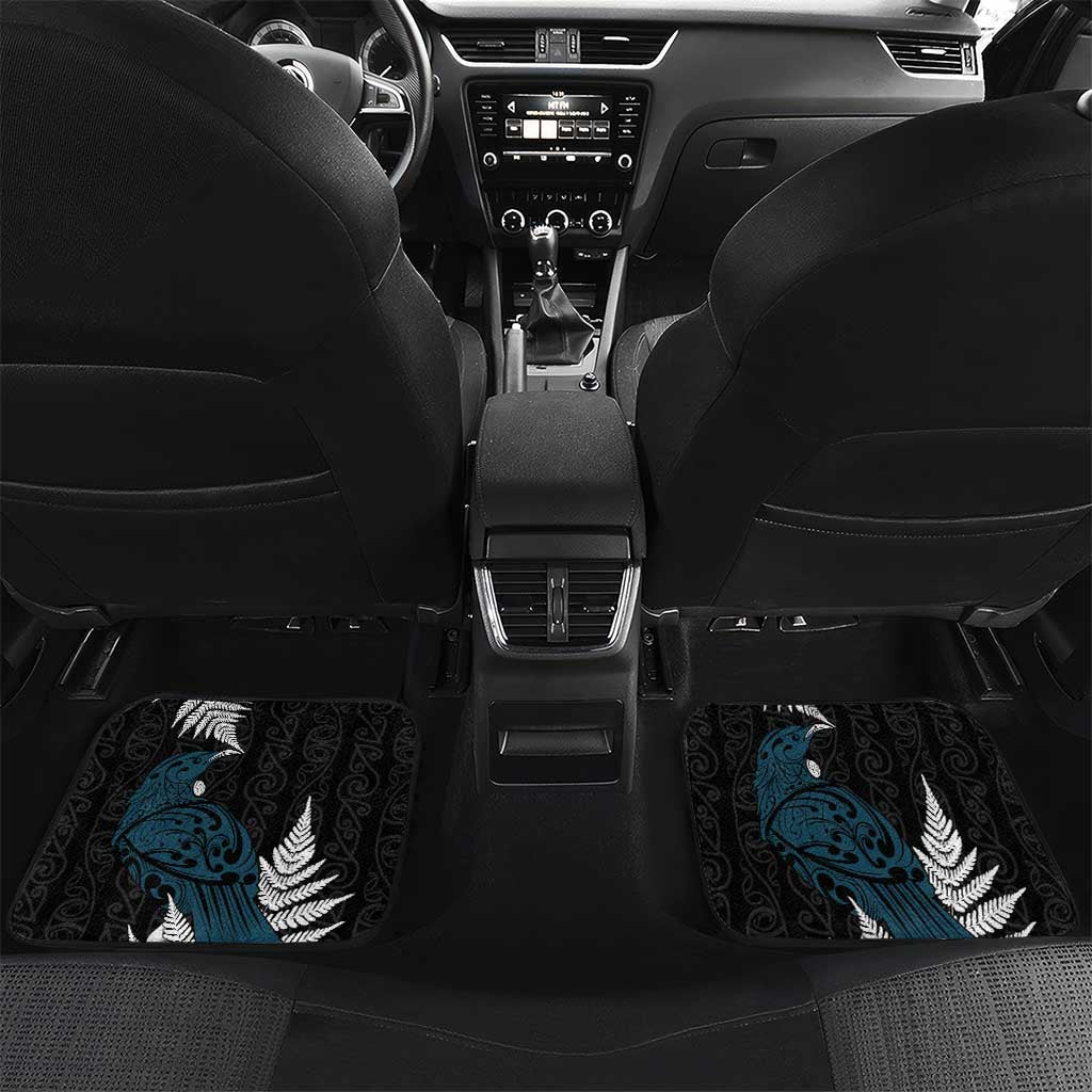 New Zealand Tui Bird Car Mats Maori Kowhaiwhai LT7 Set 2pcs - Back Teal - Polynesian Pride