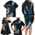 New Zealand Tui Bird Family Matching Long Sleeve Bodycon Dress and Hawaiian Shirt Maori Kowhaiwhai