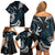 New Zealand Tui Bird Family Matching Off Shoulder Short Dress and Hawaiian Shirt Maori Kowhaiwhai