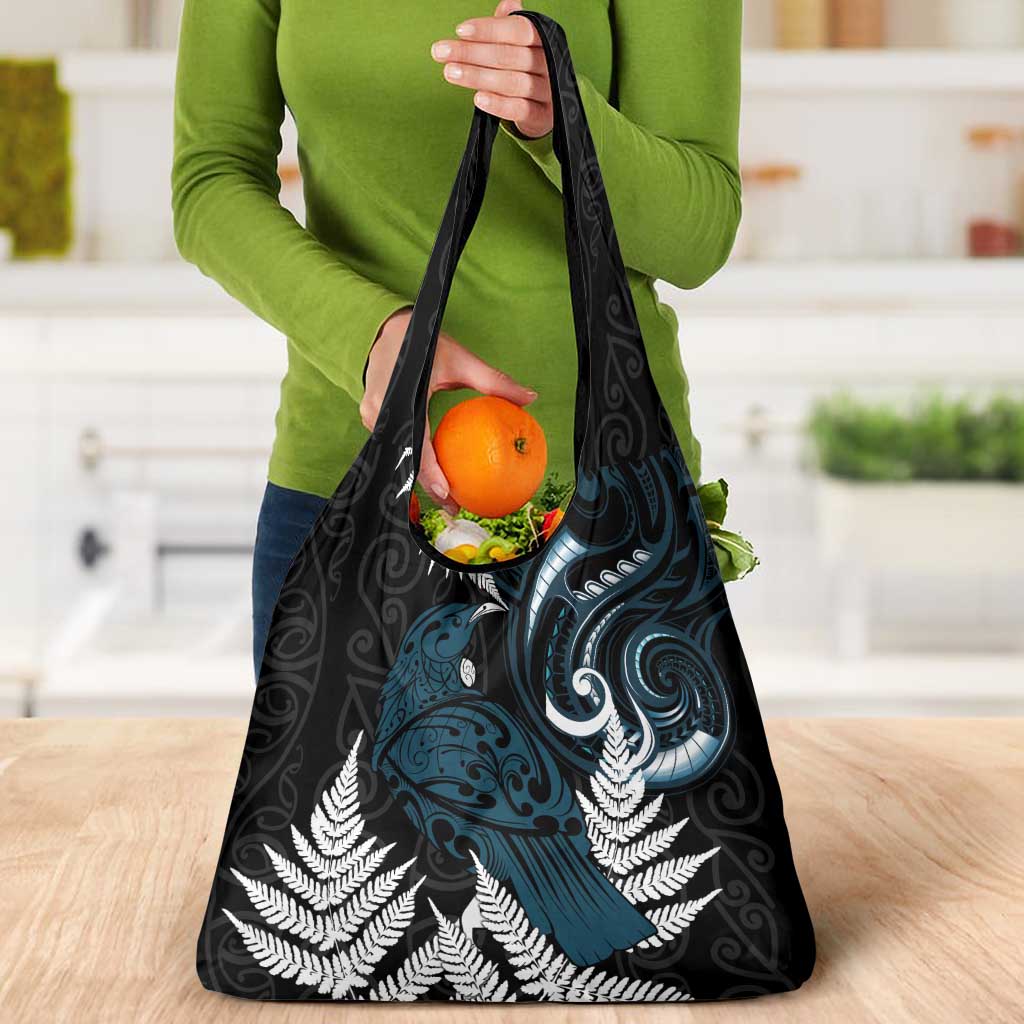 New Zealand Tui Bird Grocery Bag Maori Kowhaiwhai