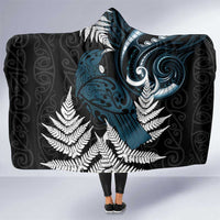 New Zealand Tui Bird Hooded Blanket Maori Kowhaiwhai LT7 One Size Teal - Polynesian Pride