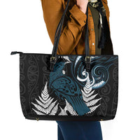 New Zealand Tui Bird Leather Tote Bag Maori Kowhaiwhai LT7 - Polynesian Pride