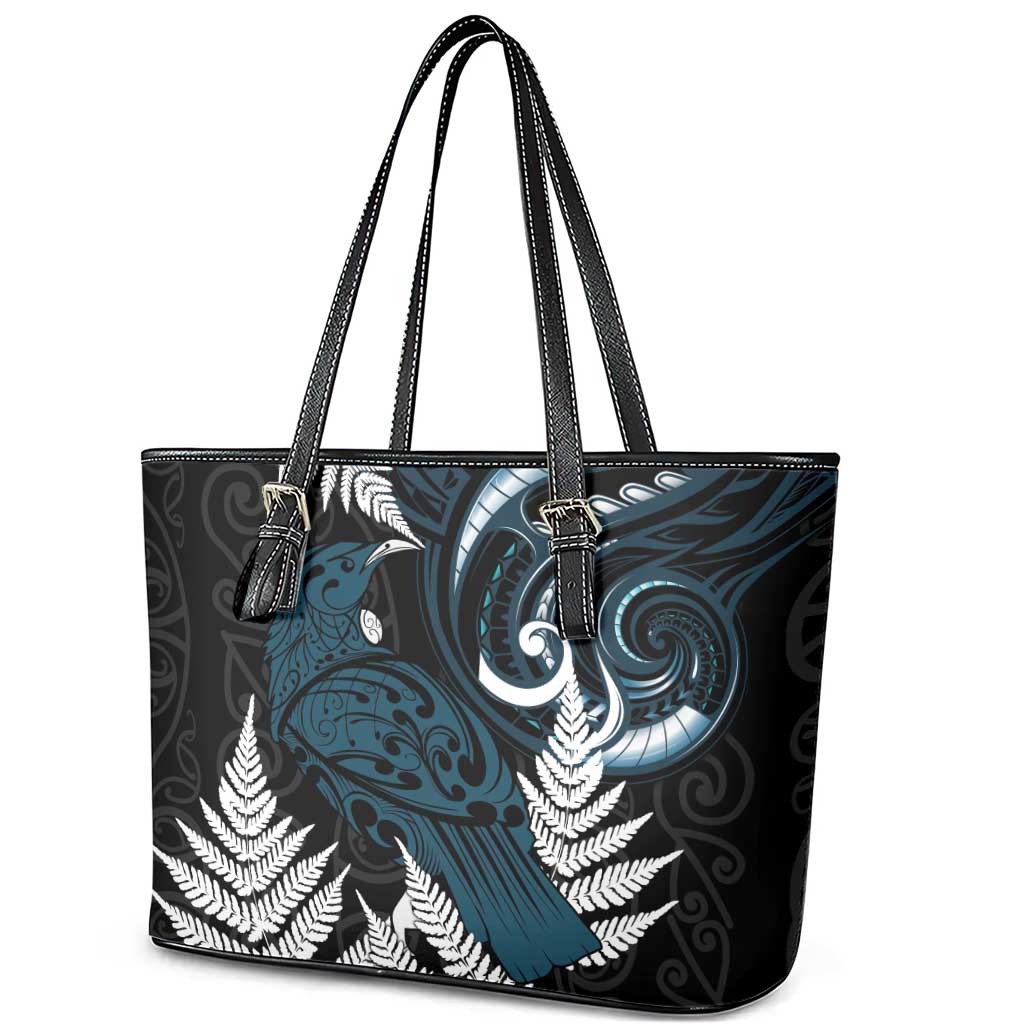 New Zealand Tui Bird Leather Tote Bag Maori Kowhaiwhai LT7 - Polynesian Pride