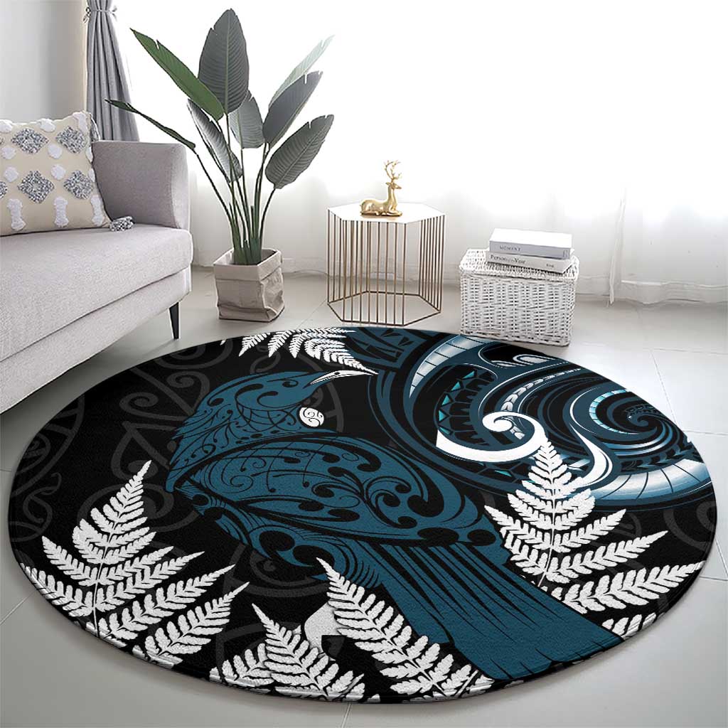 New Zealand Tui Bird Round Carpet Maori Kowhaiwhai
