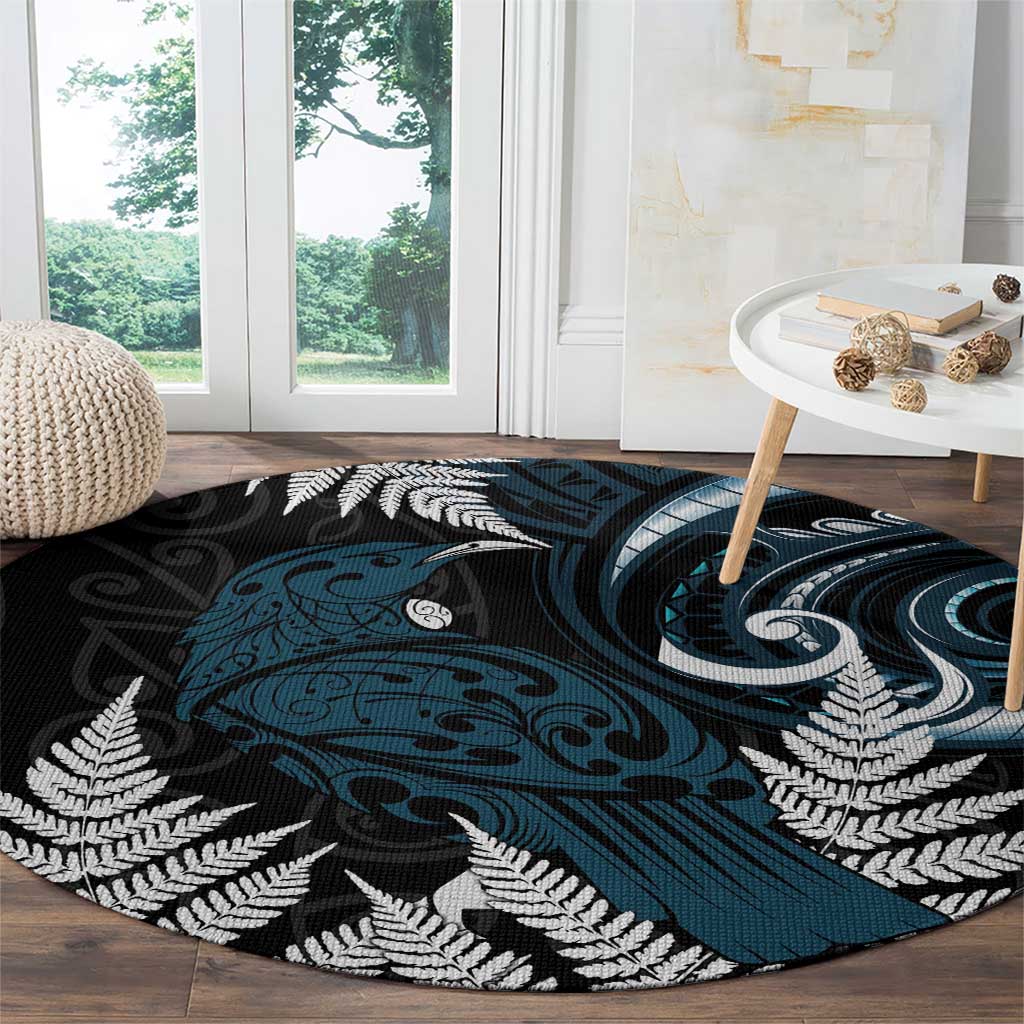 New Zealand Tui Bird Round Carpet Maori Kowhaiwhai