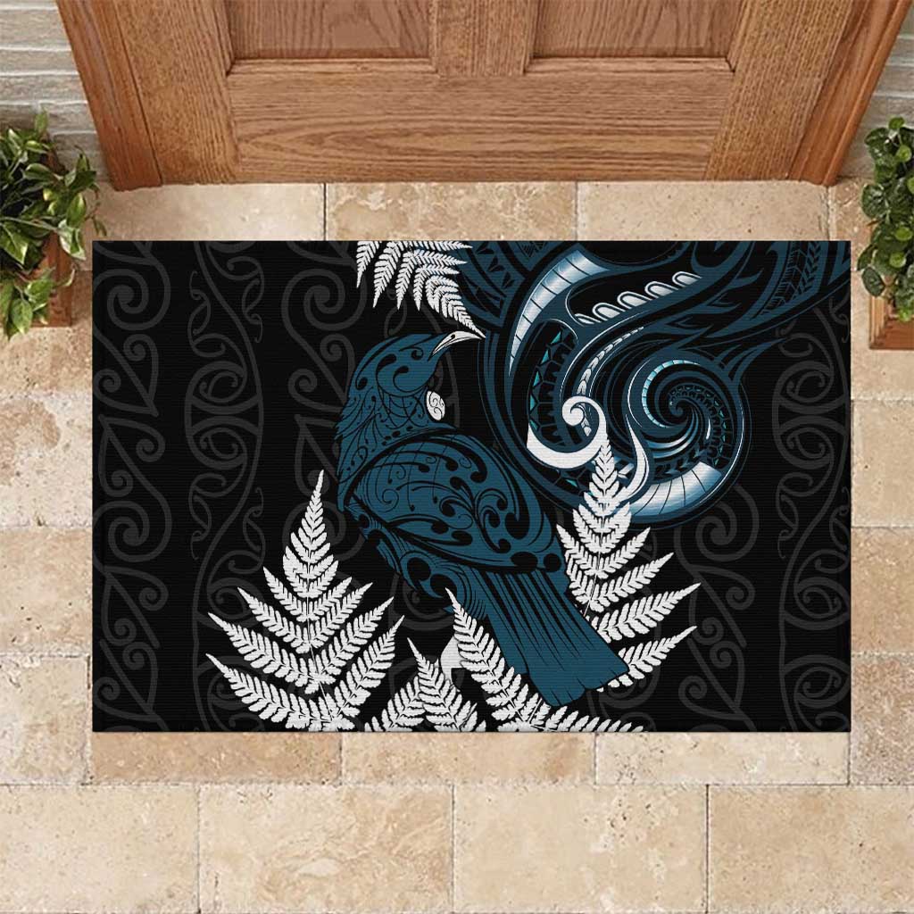 New Zealand Tui Bird Rubber Doormat Maori Kowhaiwhai LT7 Teal - Polynesian Pride