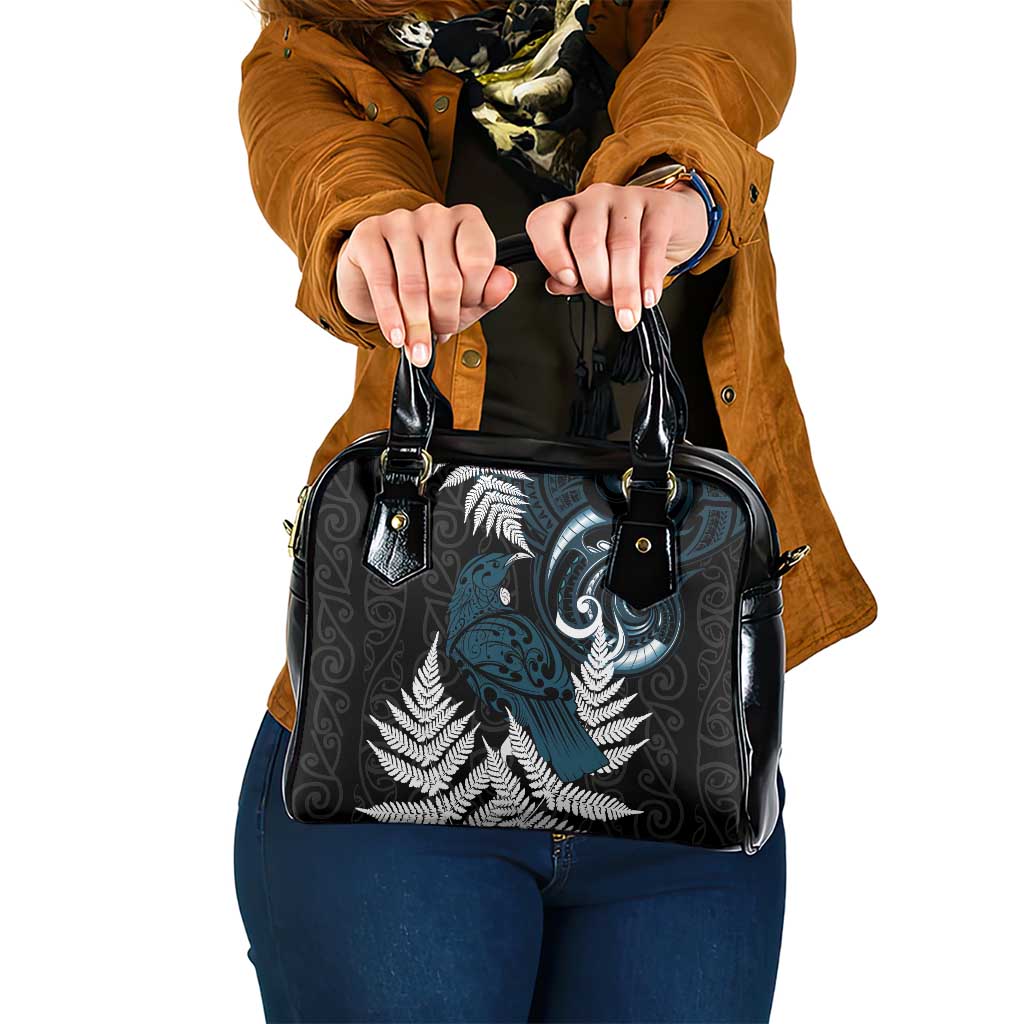 New Zealand Tui Bird Shoulder Handbag Maori Kowhaiwhai