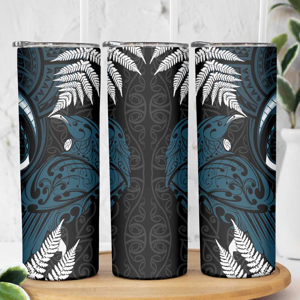 New Zealand Tui Bird Skinny Tumbler Maori Kowhaiwhai