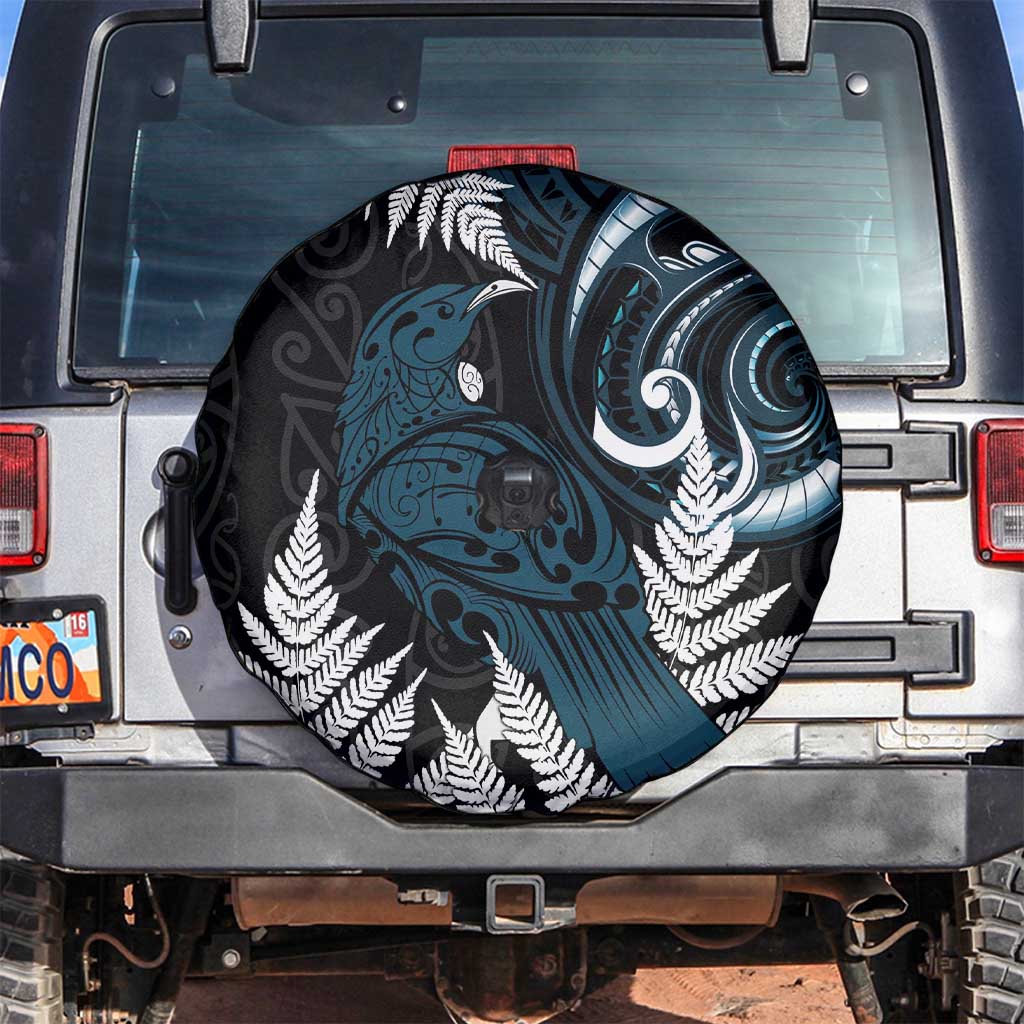 New Zealand Tui Bird Spare Tire Cover Maori Kowhaiwhai LT7 Teal - Polynesian Pride