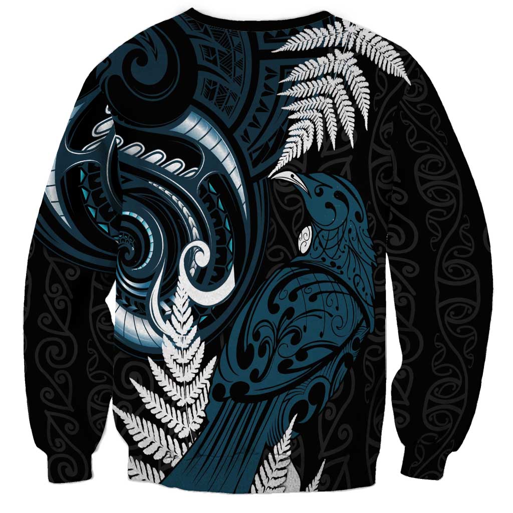 New Zealand Tui Bird Sweatshirt Maori Kowhaiwhai LT7 - Polynesian Pride