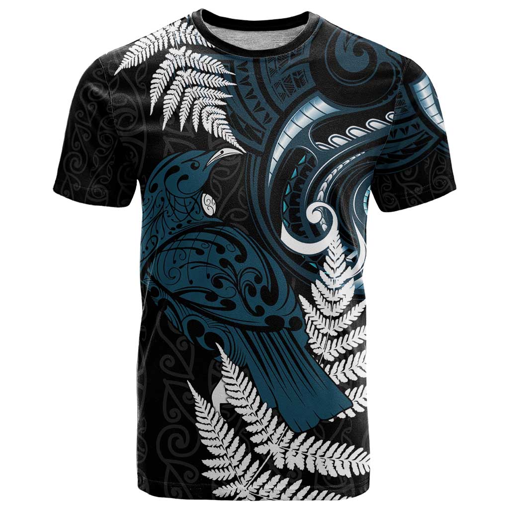 New Zealand Tui Bird T Shirt Maori Kowhaiwhai LT7 Teal - Polynesian Pride