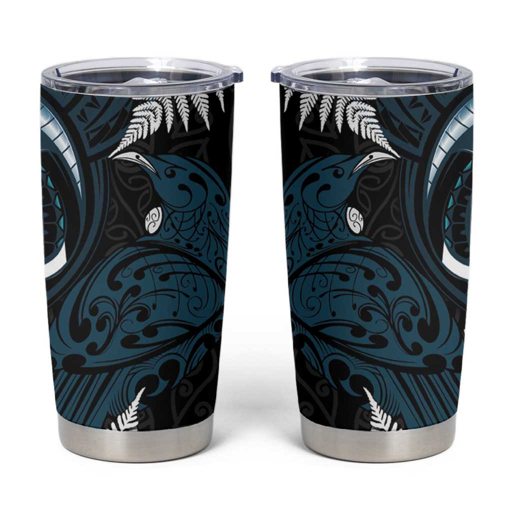 New Zealand Tui Bird Tumbler Cup Maori Kowhaiwhai LT7 Teal - Polynesian Pride